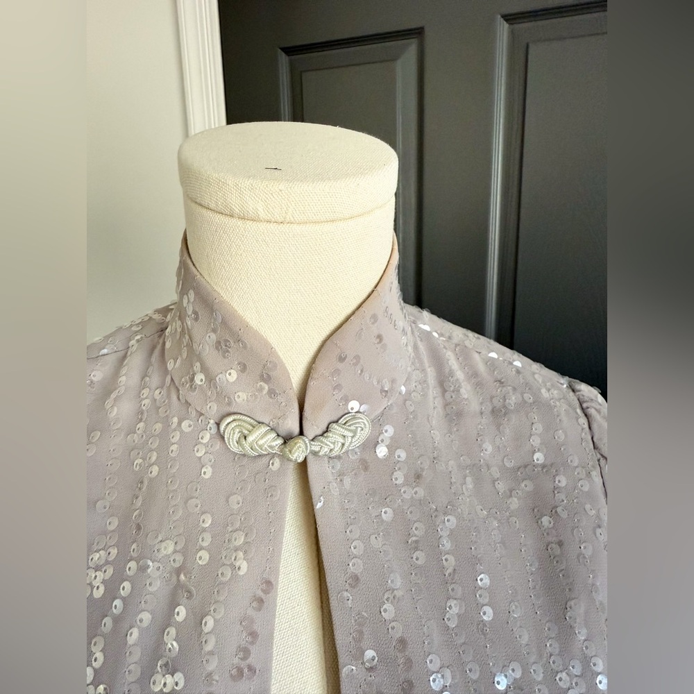 Sau Lee Bianca Mini Sequin and Feather Dress in Silver - Picture 7 of 14